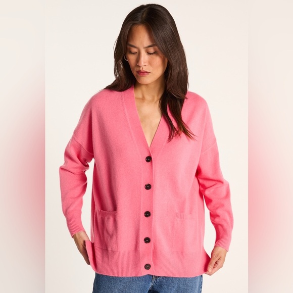 Lafayette 148 New York Vibrant Pink 100% Cashmere Two Piece Cardigan S - Picture 2 of 10
